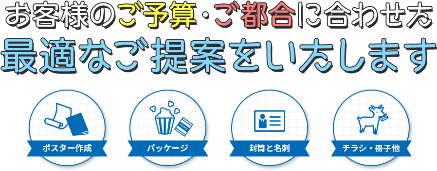 お客様のご予算・ご都合に合わせた、最適なご提案をいたします。